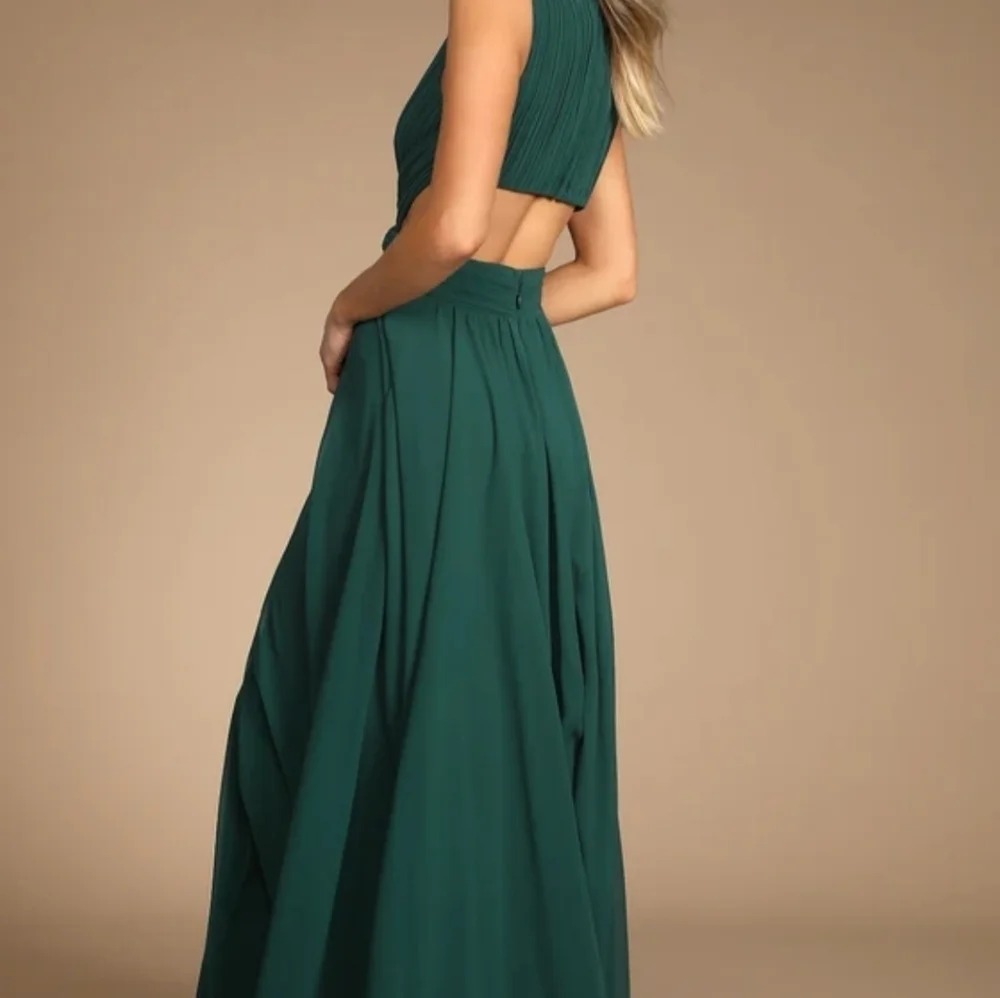 NWOT Lulu's Emerald Green Cutout Maxi Dress Size M=6/8 - Picture 4 of 6